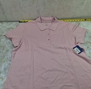 Arizona Jean Company Junior Women's Short Sleeve Pink Polo Shirt Jr XL